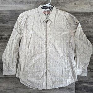 Robert Graham Men's Beige Print Casual Shirt 3XL